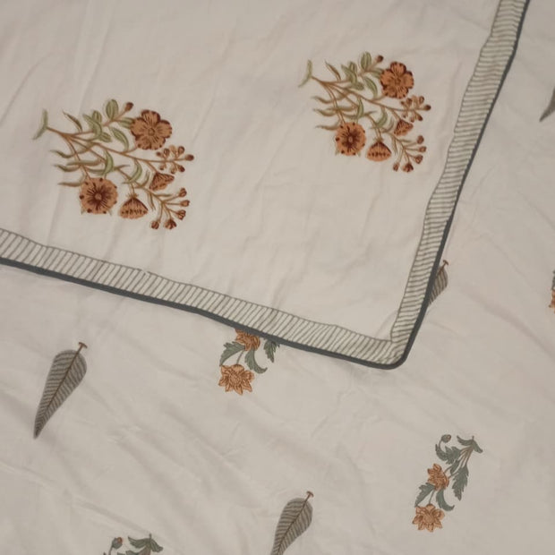 Autumn Meadow Reversible Muslin Dohar – Standard King Size (240 x 260 cm / 90 x 108 inches) | Muslin Cotton | Lightweight All-Season Comfort