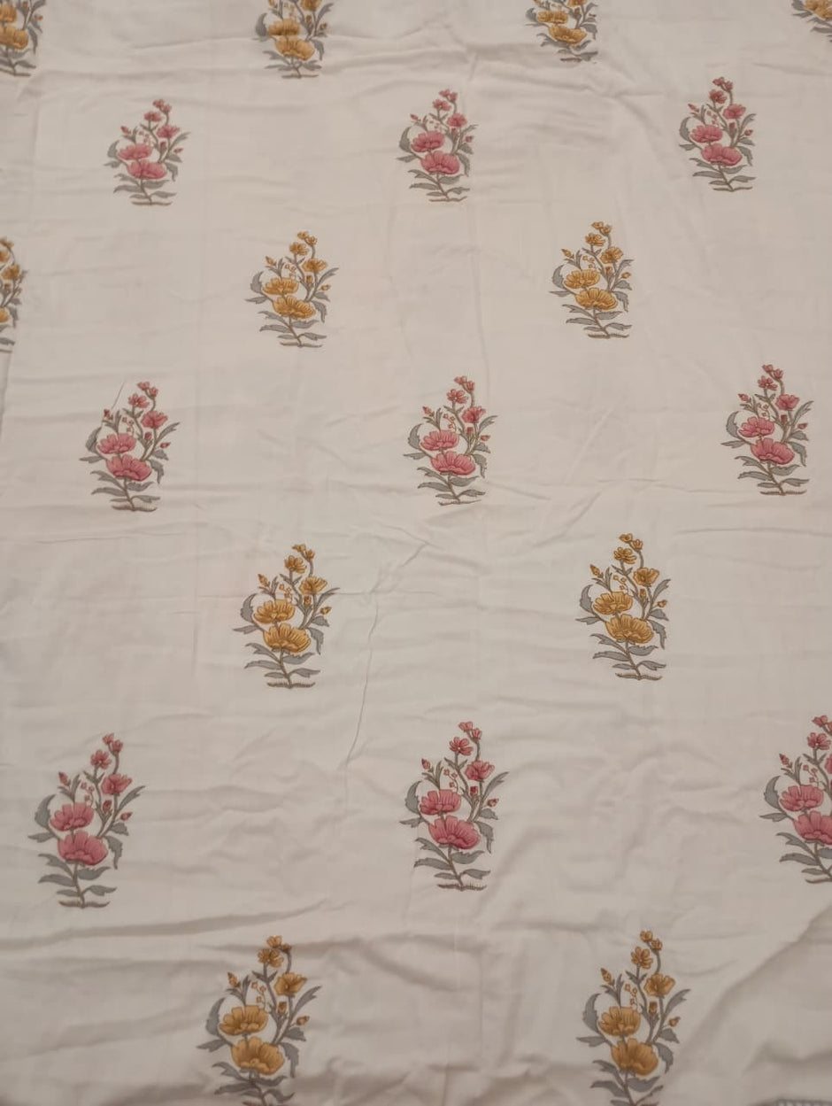 Golden Meadow Muslin Cotton Dohar – Standard King Size (240 × 260 cm / 90 × 108 inches) | 100% Muslin Cotton | Lightweight All-Season Comfort