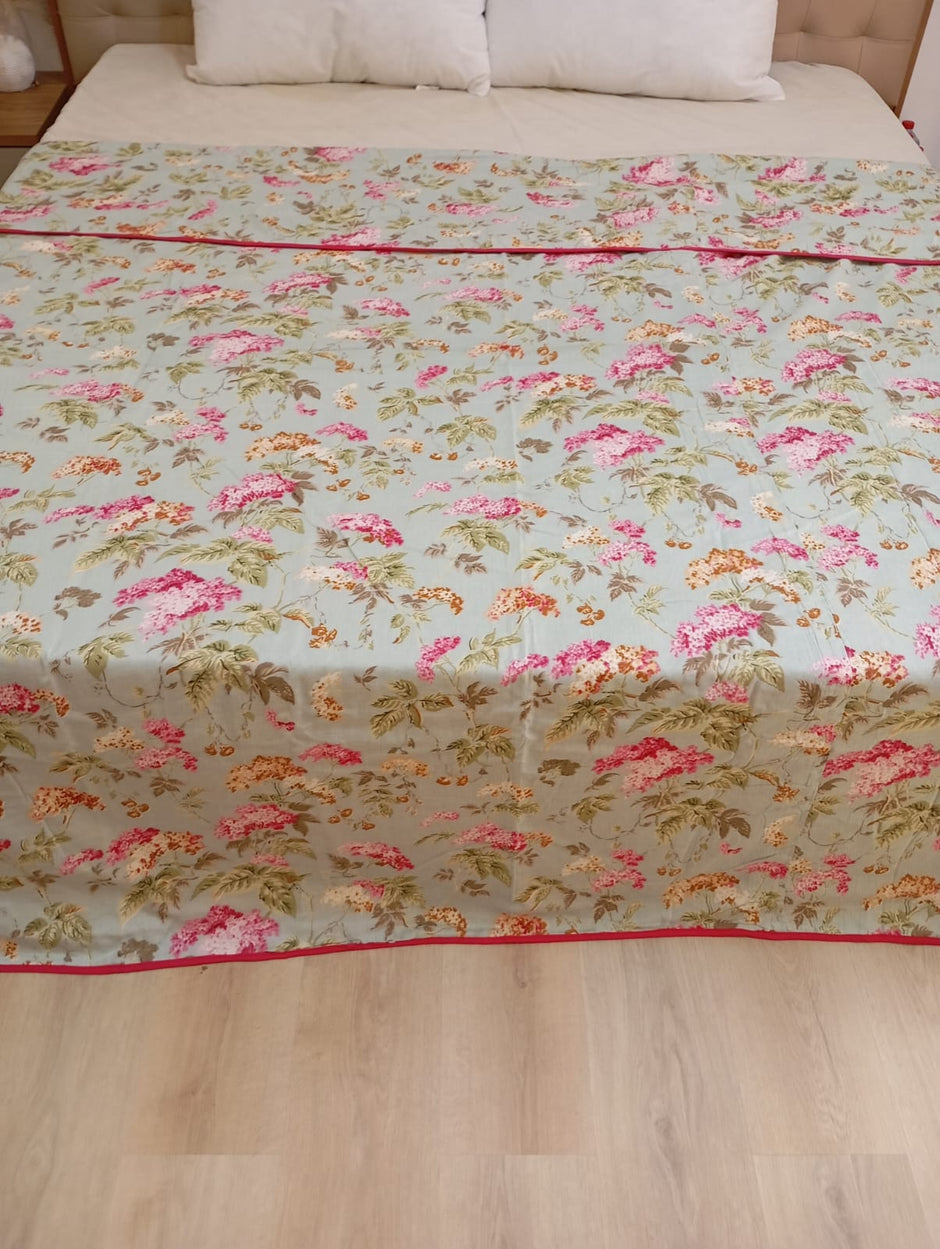 Blush Garden Bloom Muslin Cotton Dohar – King Size (220 × 240 cm) | 100% Muslin Cotton | 1 Piece