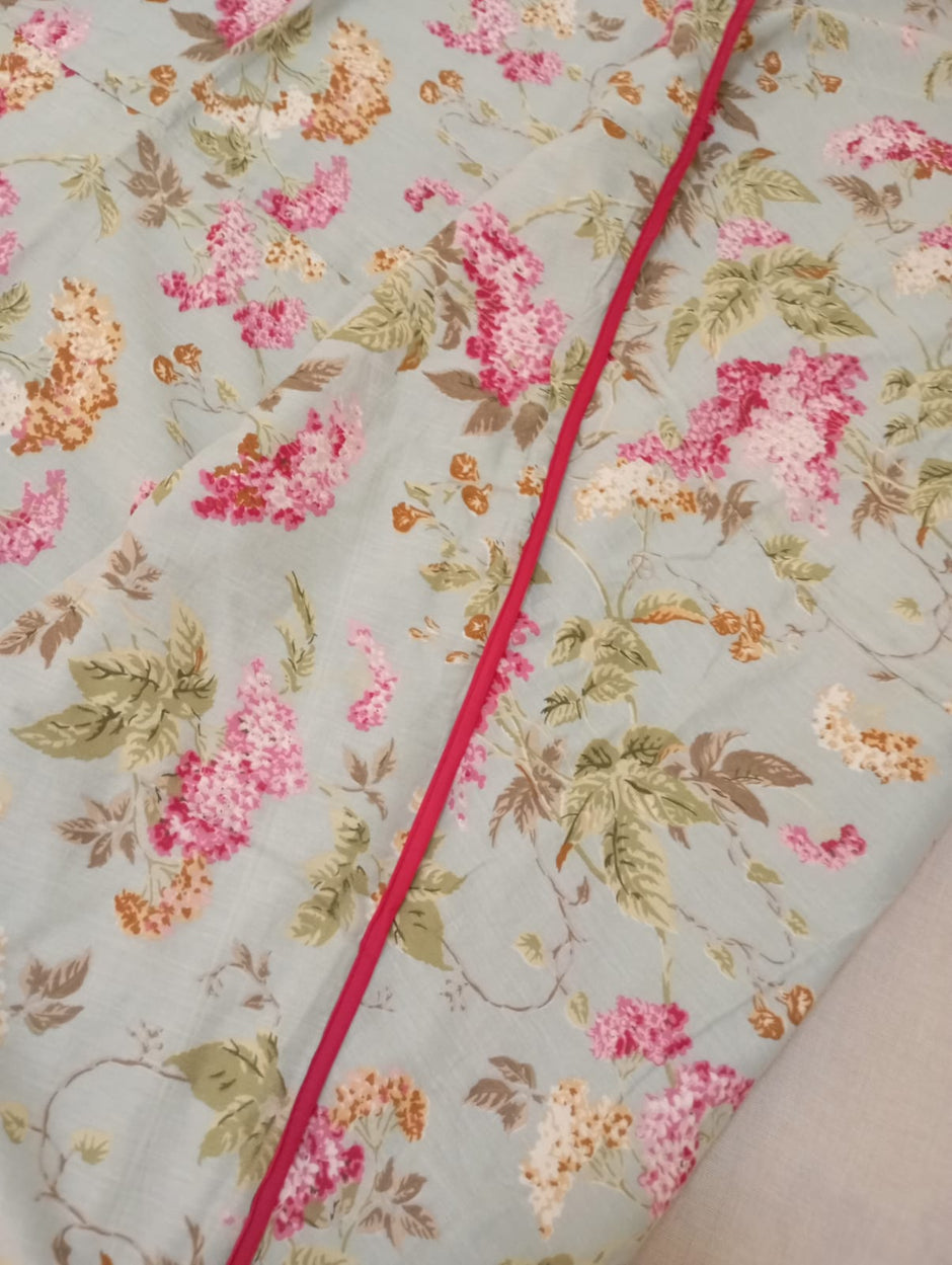 Blush Garden Bloom Muslin Cotton Dohar – King Size (220 × 240 cm) | 100% Muslin Cotton | 1 Piece