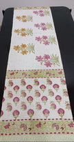 Royal Meadow Blossom Jaipuri Table Runner – 185 × 35 cm | 100% Pure Cotton | Hand Block Printed