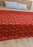 Crimson Noor Ajrakh Dohar – Standard King Size (229 x 259 cm / 90 x 102 inches) | Lightweight Cotton Dohar | Reversible Floral Design