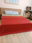 Crimson Noor Ajrakh Dohar – Standard King Size (229 x 259 cm / 90 x 102 inches) | Lightweight Cotton Dohar | Reversible Floral Design
