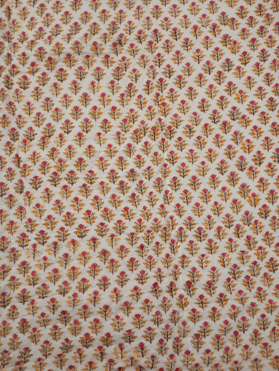 Marigold Rosewood Bloom – King Size Muslin Cotton Razai | Surgical Cotton Filling | Hand Stitched | 1 Piece | Dry Clean Only