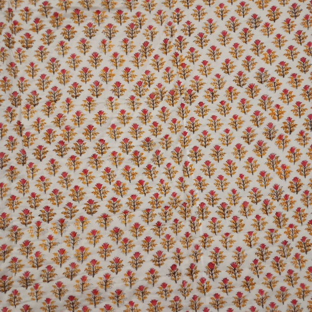 Marigold Rosewood Bloom – King Size Muslin Cotton Razai | Surgical Cotton Filling | Hand Stitched | 1 Piece | Dry Clean Only