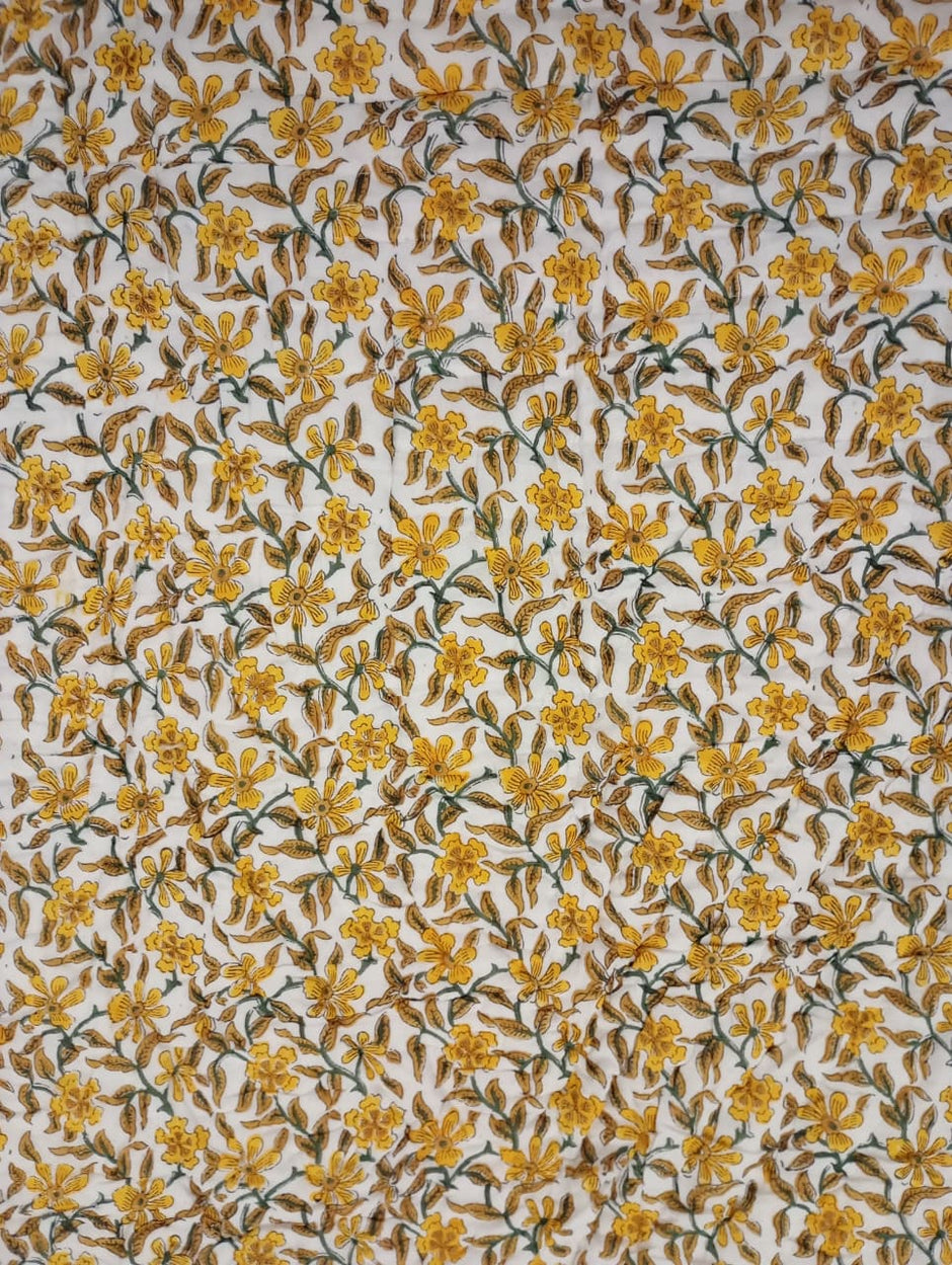 Meher — Ivory Garden Reversible Razai – Single Size (85 × 55 inches / 216 × 140 cm) | Jaipuri Cotton | 2-Sided Design | 1 Piece