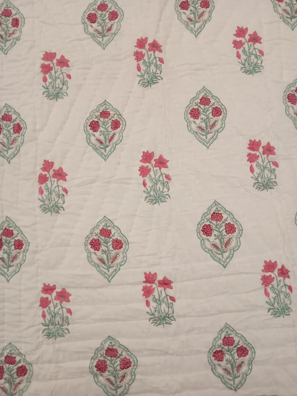 Gulab Bagh Reversible Floral Cotton Razai – Single Size (55 × 85 inches / 140 × 216 cm) | Hand-Quilted | 1 Piece