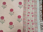 Gul Bahar Jute Slub Cotton Block Printed Multi-Use Throw – 175 × 130 cm | Sofa Throw, Table Cloth | Decorative Home Layer