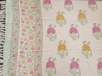 Gulabi Marigold Jute Slub Cotton Block Printed Multi-Use Throw – 175 × 130 cm | Sofa Throw, Table Cloth & Decorative Home Layer