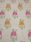 Gulabi Marigold Jute Slub Cotton Block Printed Multi-Use Throw – 175 × 130 cm | Sofa Throw, Table Cloth & Decorative Home Layer