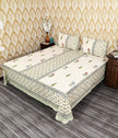 Ivory Gulbahar Garden – Super King Size Bedsheet (274 × 274 cm) | Jaipuri Cotton | Includes 2 Pillow Covers