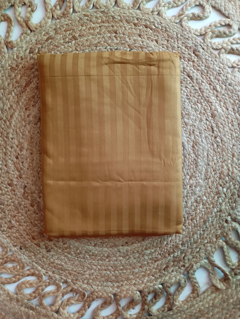 Caramel Stripe Luxe – Super King Size Bedsheet (274 × 274 cm) | 400 TC Tencel Cotton | Includes 2 Pillow Covers