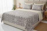 Taupe Heritage Stripe – Super King Size Bedsheet (274 x 274 cm) | 100% Satin Cotton | Includes 2 Pillow Covers