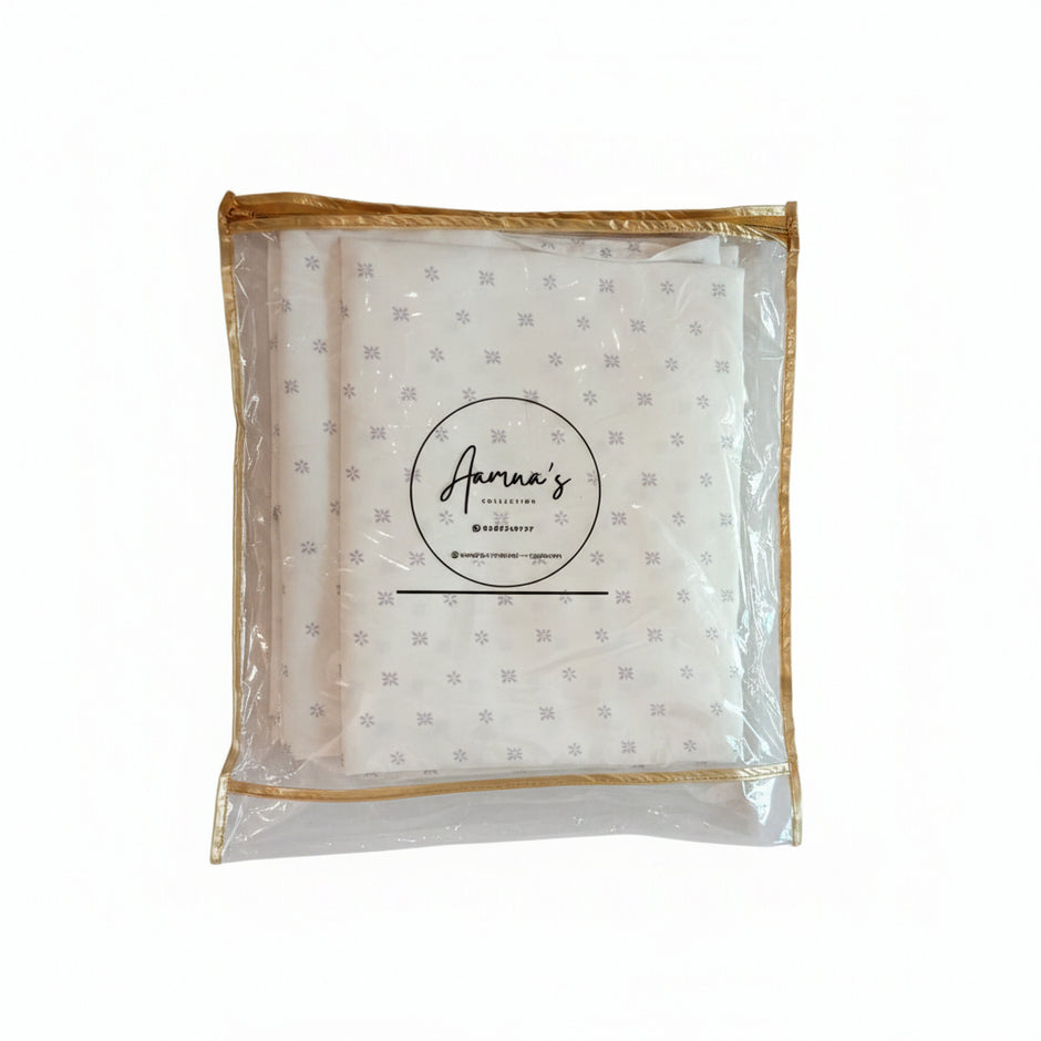 Ivory Whisper Block Print – Super King Size Bedsheet (274 x 274 cm) | 100% Percale Cotton | Includes 2 Pillow Covers
