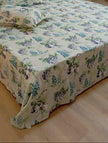 Azure Bloom Haven – Super King Size Bedsheet (274 x 274 cm) | 100% Cotton | Includes 2 Pillow Covers