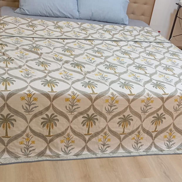 Palm Grove Serenity Dohar – Standard King Size Dohar | 100% Muslin Cotton | Lightweight &amp; Breathable