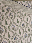 Sage Blue Botanical Vine Dohar – King Size Dohar (228 × 259 cm) | Malmal Muslin Cotton | Lightweight & Breathable