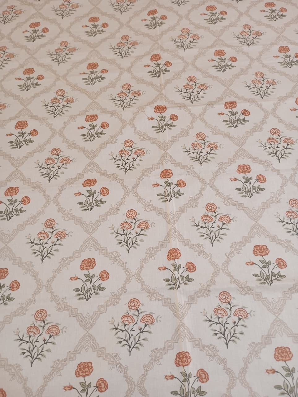 Terracotta Blossom – Super King Size Bedsheet (274 × 274 cm) | 400 TC Tencel Cotton | Includes 2 Pillow Covers