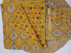 Mustard Golden Yellow Ajrakh Elegance Luxury Bedding Set – Super King Bedsheet + Reversible King Quilted Bedspread | 100% Pure Jaipuri Cotton | 6-Piece Set