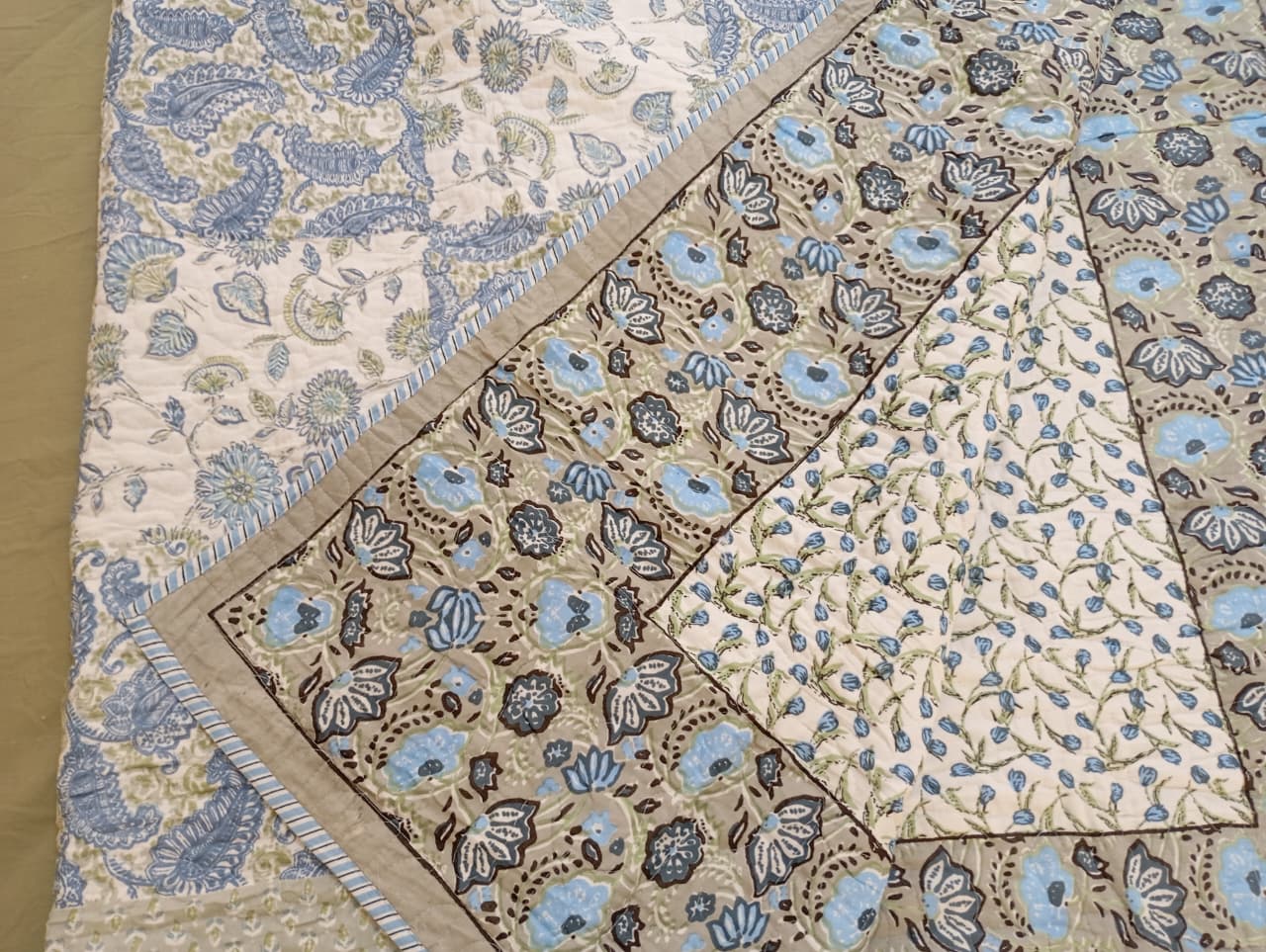 Neel Rang Mahal Quilted Bedspread Set – Standard King Size (90 × 102 inch / 240 × 260 cm) | Pure Cotton | 3-Piece Set