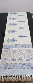 Royal Indigo Lotus Jaipuri Table Runner – 185 × 35 cm | 100% Pure Cotton | Hand Block Printed