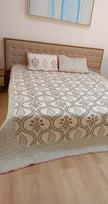 Zariya — A Floral Journey | Reversible Jaipuri Cotton Quilted Bedspread – Standard King Size | 2 - Pillow Covers | Set