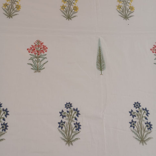Botanical Block Print Muslin Dohar – Standard King Size (229 x 259 cm / 90 x 102 inches) | Muslin Cotton | Lightweight All-Season Comfort