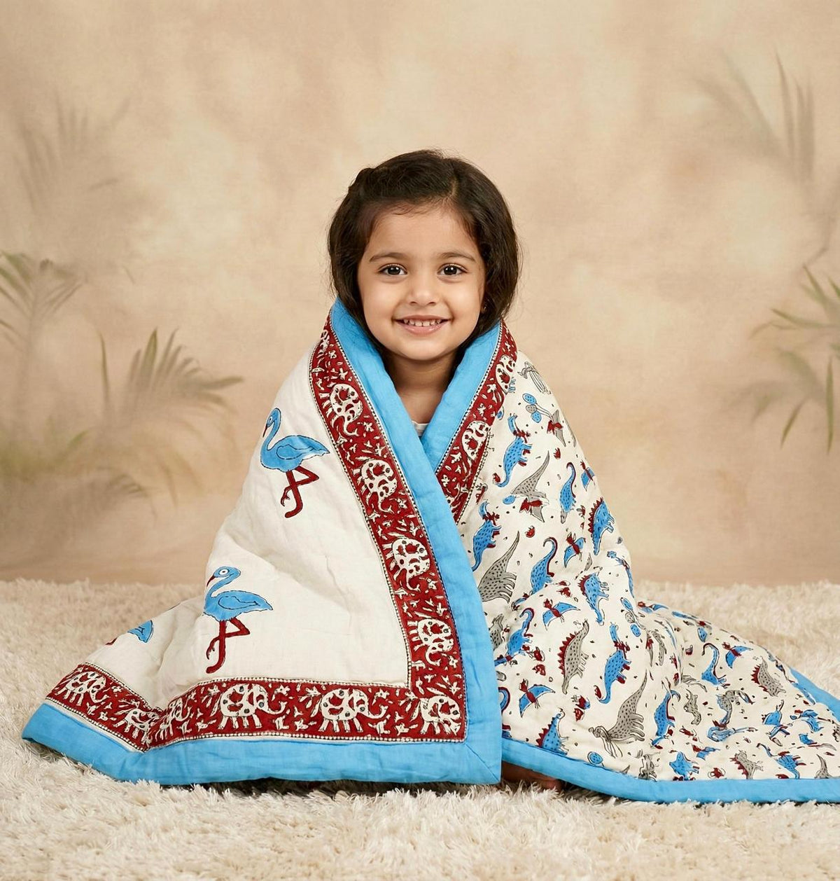 Little Flamingo Trails Reversible Kids Razai – Single Size (55 × 85 inches / 140 × 216 cm)