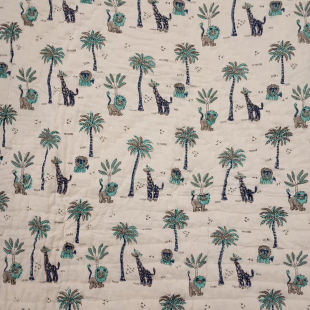 Safari Friends Reversible Kids Razai Blanket – Single Size (55 × 85 inches / 140 × 216 cm) | Dry Clean Only | 1 Piece