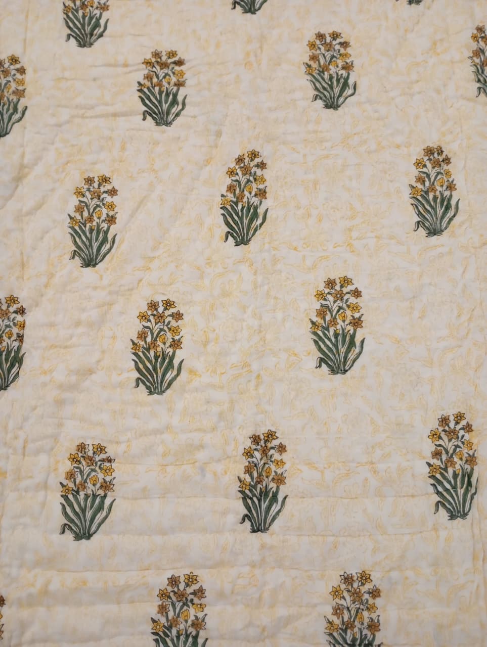 Meher — Ivory Garden Reversible Razai – Single Size (85 × 55 inches / 216 × 140 cm) | Jaipuri Cotton | 2-Sided Design | 1 Piece