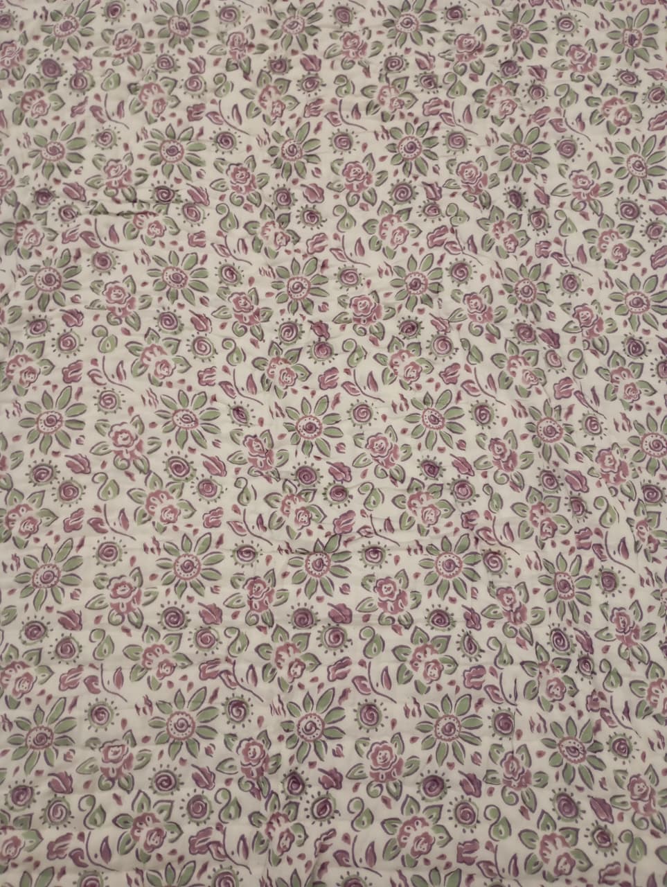 Amara — Mauve Garden Reversible Muslin Cotton Razai Blanket | Organic Cotton Filling | Hand Stitched | Single Size