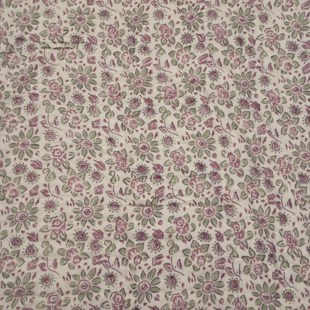 Amara — Mauve Garden Reversible Muslin Cotton Razai Blanket | Organic Cotton Filling | Hand Stitched | Single Size