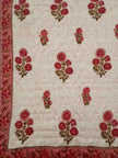 Gulbahar Rose Reverie – Reversible Single Bed Razai | 100% Muslin Cotton | Handcrafted Quilted Razai | 1 Piece