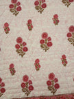 Gulbahar Rose Reverie – Reversible Single Bed Razai | 100% Muslin Cotton | Handcrafted Quilted Razai | 1 Piece