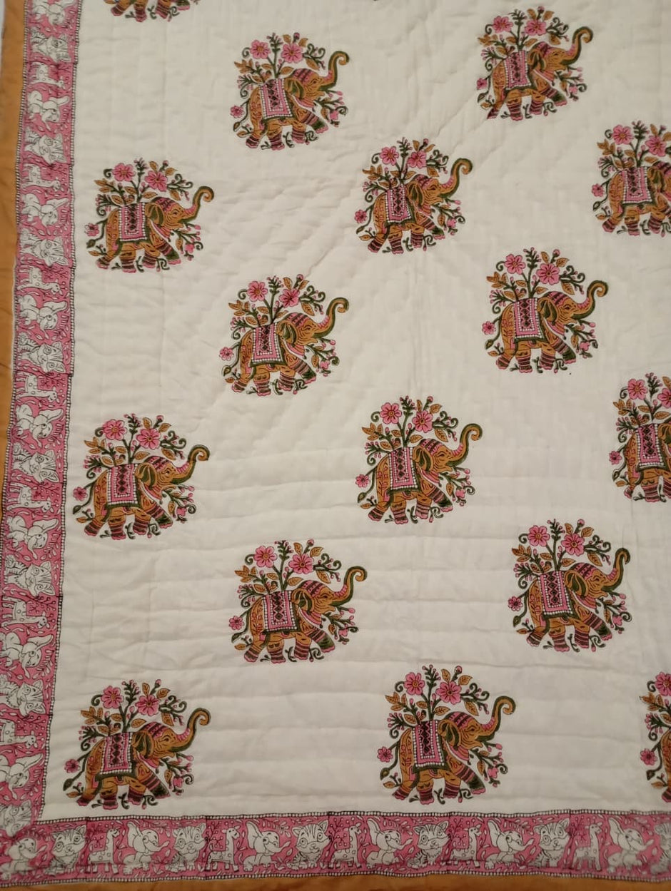 Gulmohar Safari – Reversible Kids Razai Blanket | Single Size (55 × 85 inches / 140 × 216 cm) | Cotton | 1 Piece