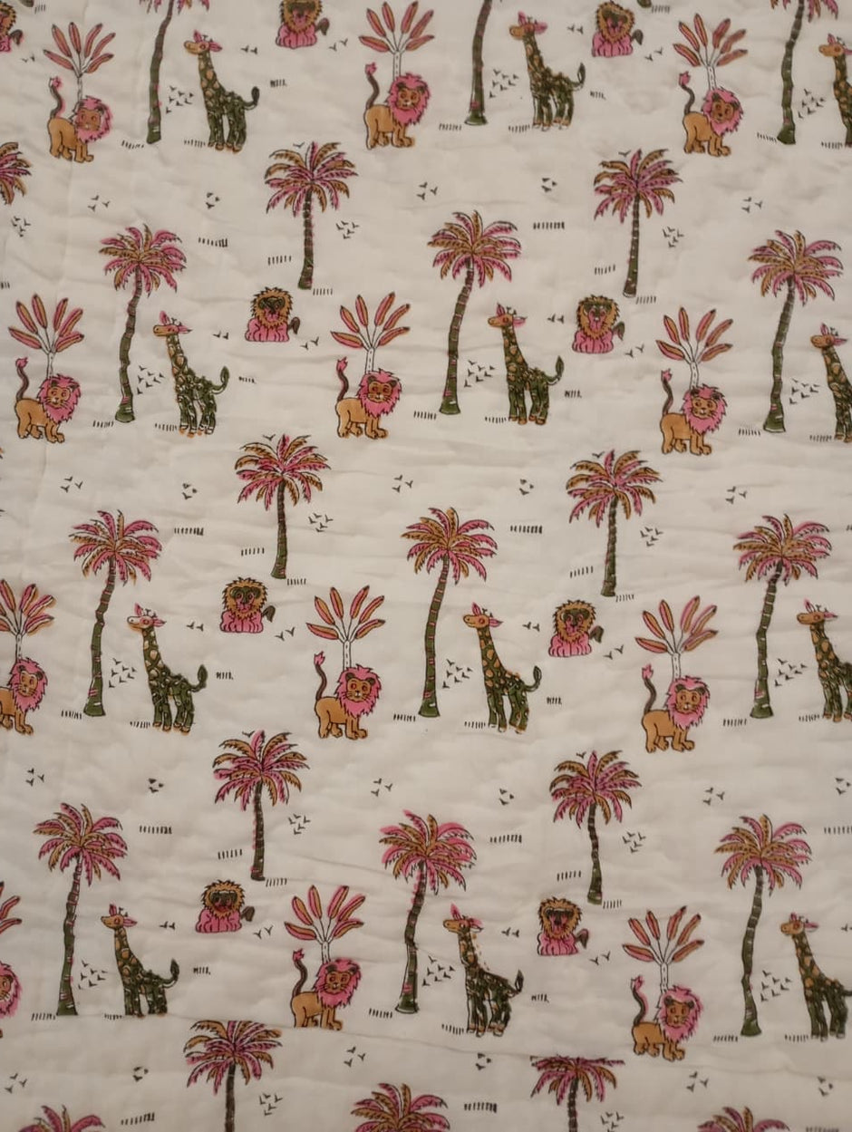 Gulmohar Safari – Reversible Kids Razai Blanket | Single Size (55 × 85 inches / 140 × 216 cm) | Cotton | 1 Piece