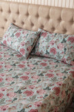 Sagewood Blossom – Super King Size Bedsheet (274 x 274 cm) | 100% Percale Cotton | Includes 2 Pillow Covers