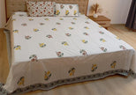 Sunlit Meadow Bloom – Hand Block Print | Super King Size Bedsheet (274 x 274 cm) | 100% Percale Cotton | Includes 2 Pillow Covers