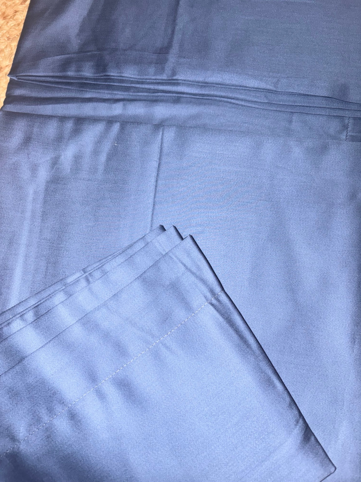 Midnight Slate Blue Solid – Super King Size Bedsheet (274 x 274 cm) | 100% Tencel Cotton | 400 TC Solid Color | Includes 2 Pillow Covers