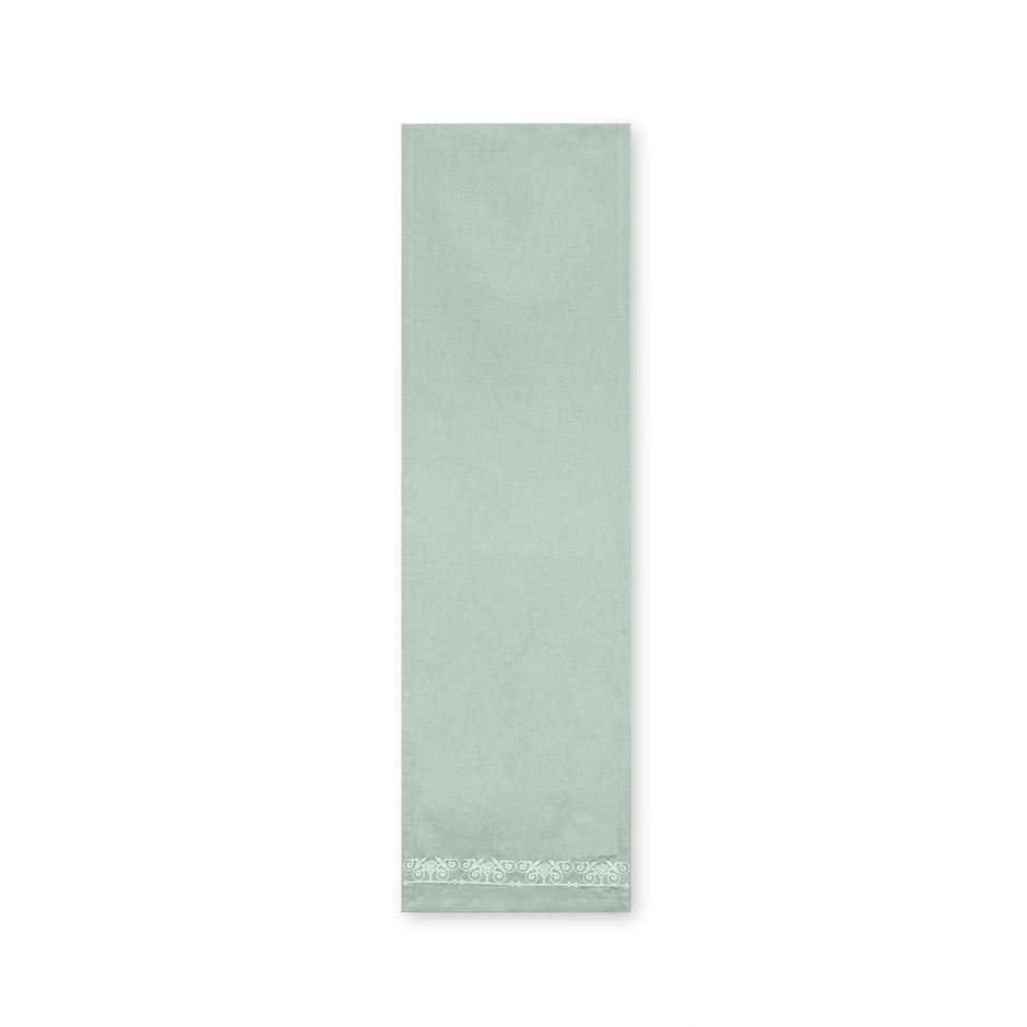 Sage Embroidered Table Runner – 33x240 cm – Timeless Botanical Elegance