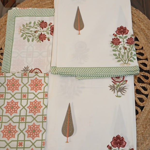 Olive Grove - Super King Bedsheet with 2 Pillow Covers (Dispatch Time 24 Hours)