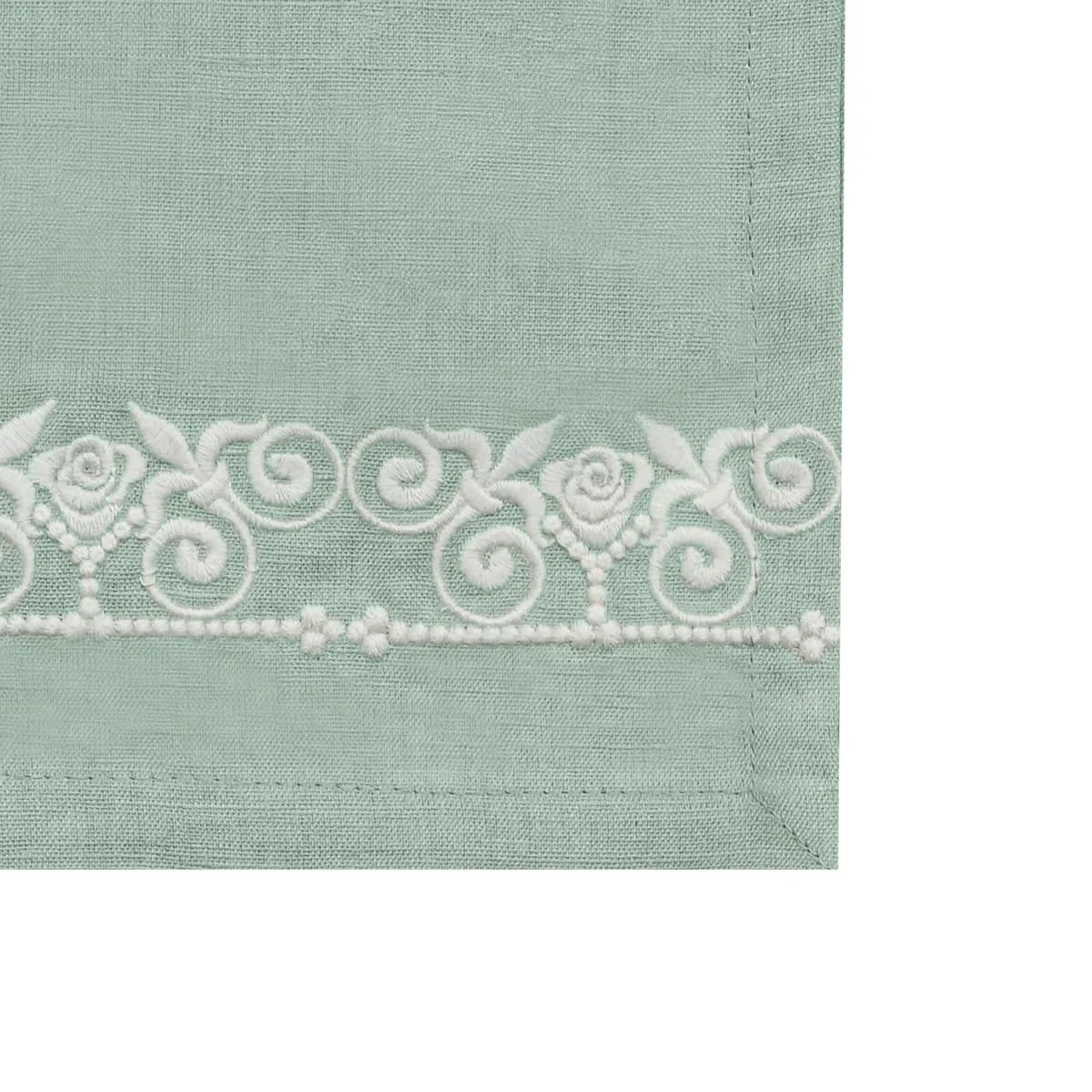 Sage Embroidered Table Runner – 33x240 cm – Timeless Botanical Elegance