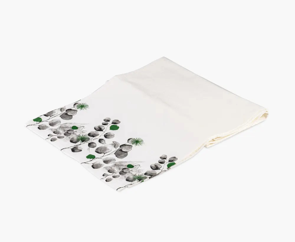 Green Botanical Jaipuri Cotton Table Runner – 40x250 cm – Nature-Inspired Handcrafted Elegance
