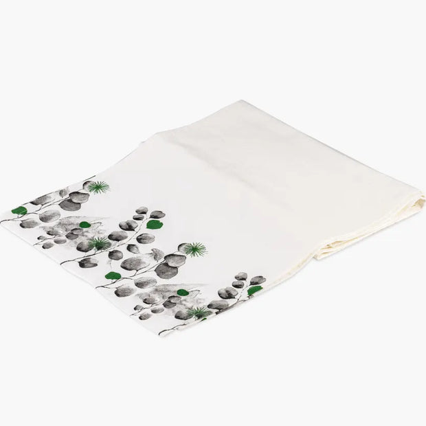 Green Botanical Jaipuri Cotton Table Runner – 40x250 cm – Nature-Inspired Handcrafted Elegance
