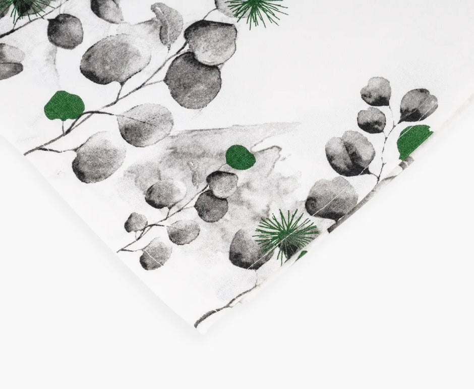 Eucalyptus Whisper Jaipuri Cotton Table Runner – 40x250 cm – Minimal Botanical Charm