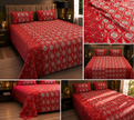 Crimson Caravan Ajrakh – Super King Size Bedsheet (274 x 274 cm) | 100% Pure Cotton | Includes 2 Pillow Covers