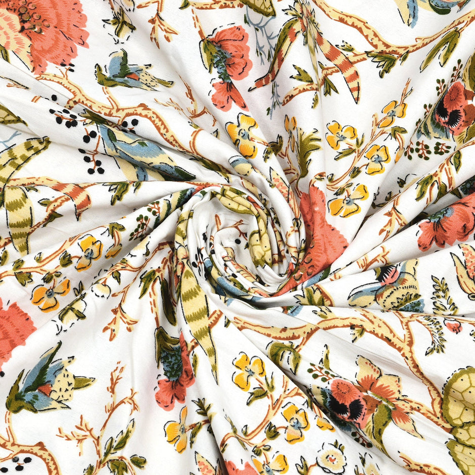 Ivory Blossom Trail – Super King Size Bedsheet (274 x 274 cm) | 100% Jaipuri Cotton | Includes 2 Pillow Covers