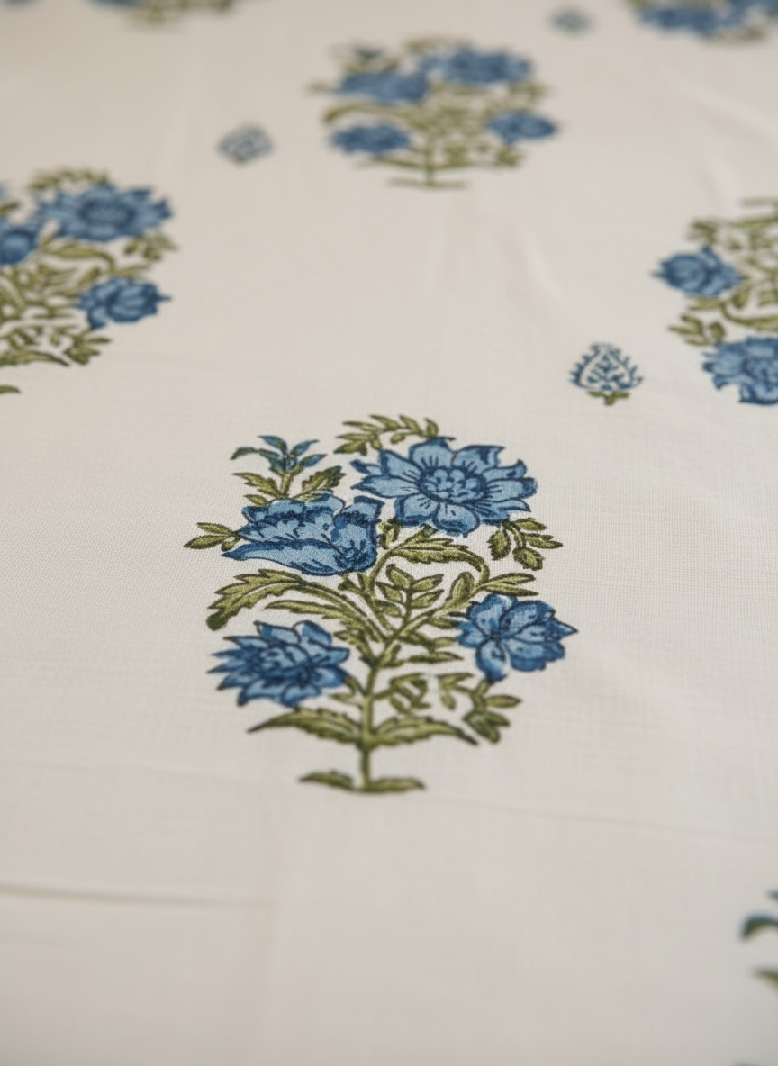 Super King Size Block Print Bedsheet (274 x 274 cm) | 100% Percale Cotton | Includes 2 Pillow Covers