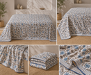 Azure Vine Symphony Muslin Cotton Dohar – King Size (220 × 240 cm) | 100% Muslin Cotton | 1 Piece