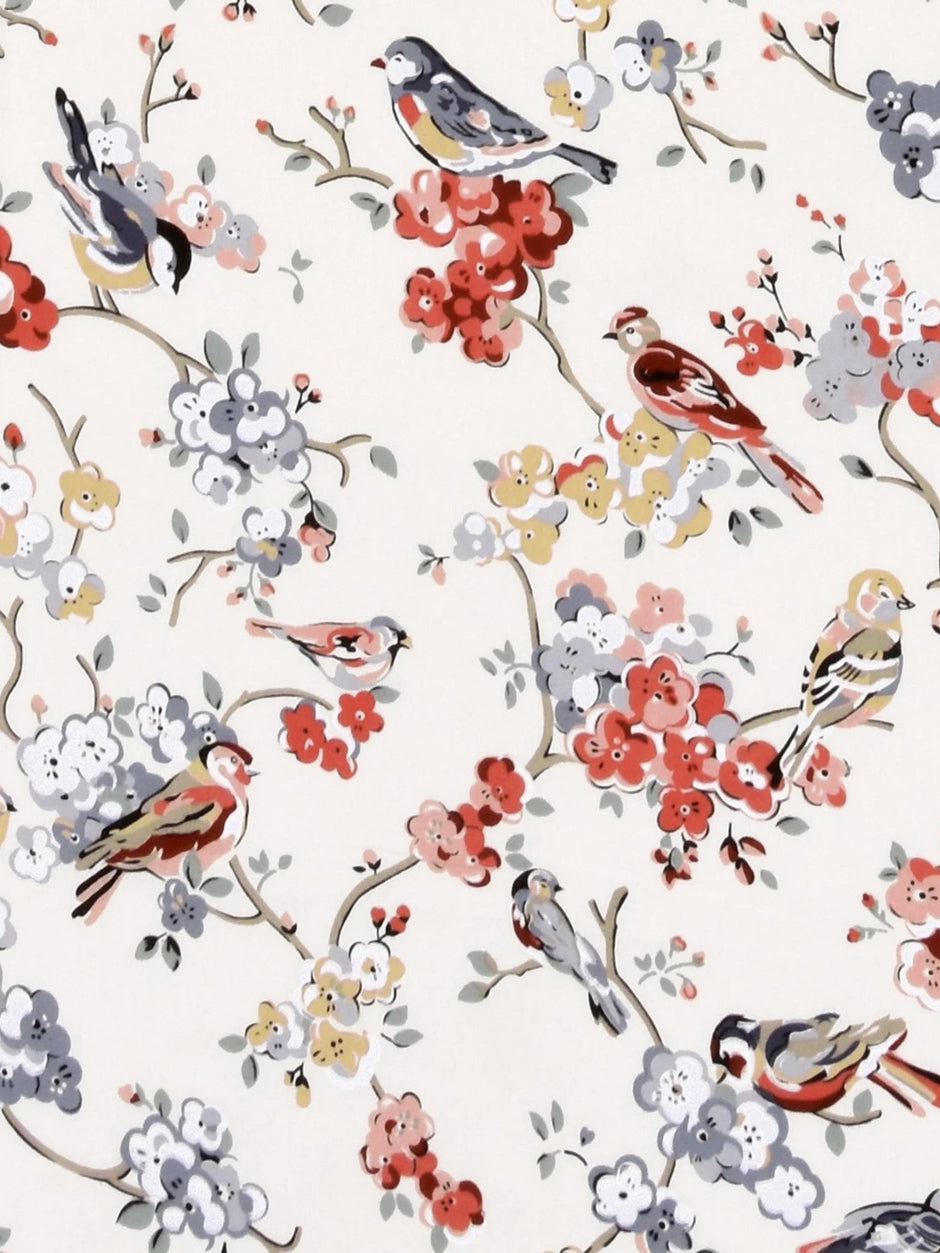 Bird Blossom Print – Super king Size XL Flat Bedsheet (274 x 290 cm) | 100% Cotton | Includes 4 Pillow Covers